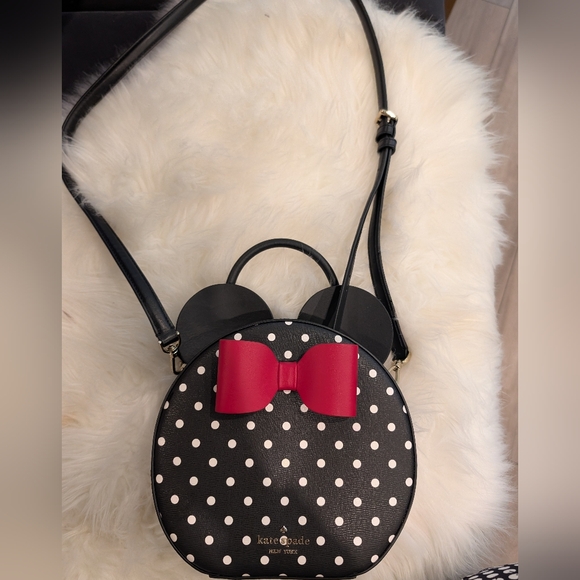 Kate Spade Black and White Polka Dot Mini Bag with Pink Bow - Picture 3 of 4